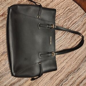 Michael Kors Black Saffiano Tote with Gold Accents